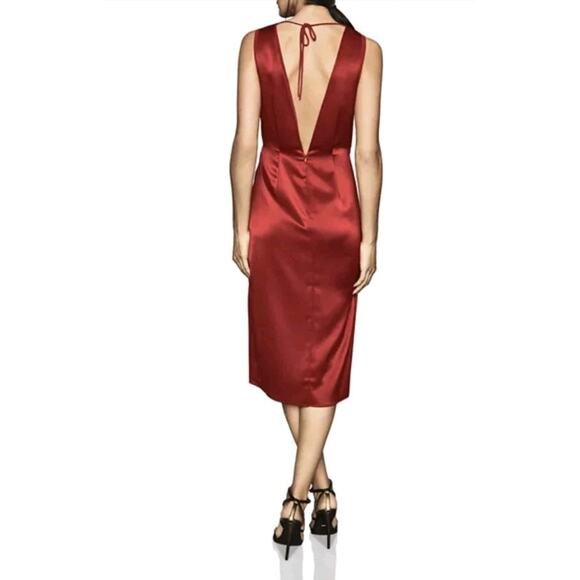 REISS Lucine Draped Cocktail Dress Red Valentine's Size S? See Measurements - Picture 3 of 16